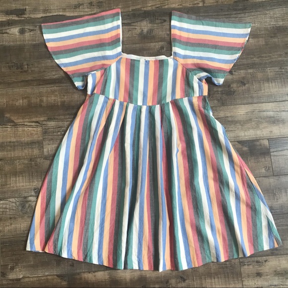 Madewell Square Neck Mini Dress in Festival Stripe - Picture 5 of 10